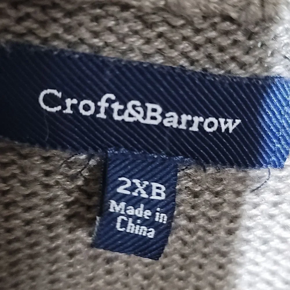 Croft & Barrow Men's Big & Tall Half Zip Knit Tan Mocha Sweater